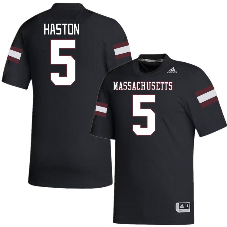 Massachusetts Minutemen #5 Ahmad Haston College Football Jerseys Stitched-Black